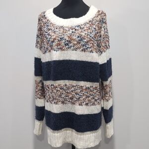 Maurices Navy and Cream Striped Sweater